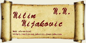 Milin Mijaković vizit kartica